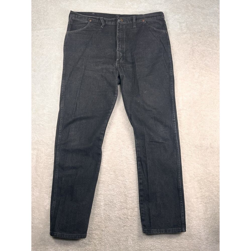 VTG 90s Wrangler Denim Jeans Men's 40x34 Black 13MWZPB Cowboy Cut Made in USA